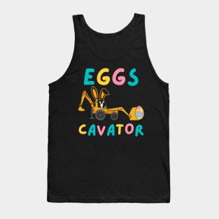 Kids EggsCavator Happy Easter Funny Excavator Hunting Egg Kids Tank Top